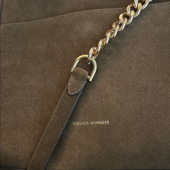 Rebecca Minkoff Brown Suede crossbody Bag with Gold Chain - Picture 1 of 5